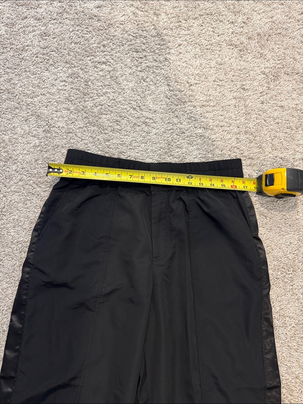Black Elastic-Waist Capris with Side Satin Panels and Ankle Zips - Picture 9 of 10